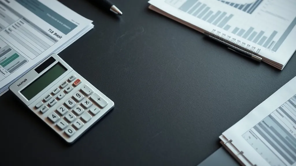 A professional high-angle shot of a silver calculator, a sle